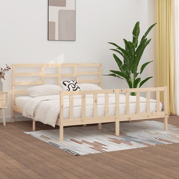 vidaXL Massivholzbett Kiefer 200x200 cm, Material des Bettgestells: Massives Kiefernholz (unbehandelt), 3107633