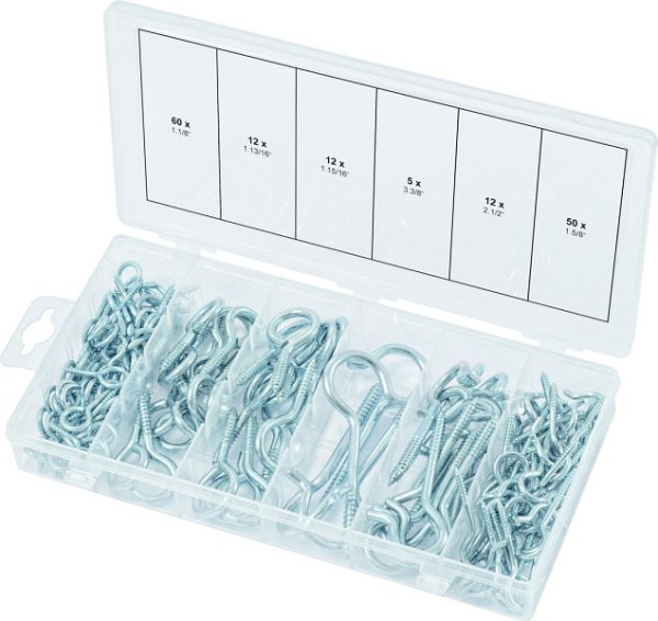 KS Tools Sortiment Haken- und Ösenschrauben, 151-teilig, 970.0380