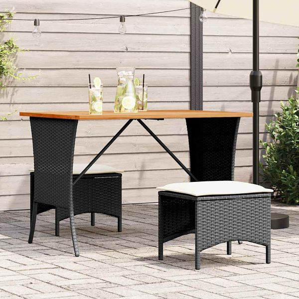 vidaXL Gartentisch mit Akazienholzplatte 105x75x72 cm Poly Rattan, 4104138