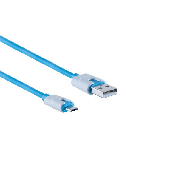 S-Conn USB Ladekabel, USB-A-Stecker auf USB Micro B Stecker, blau, 0,9m, 14-50007