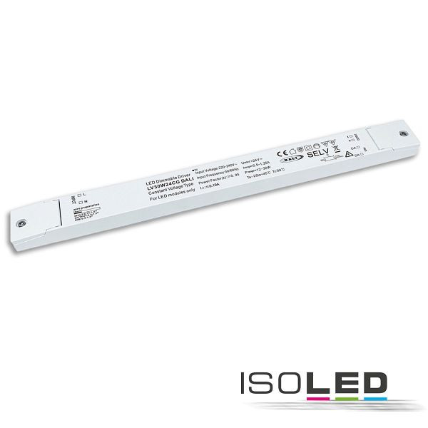 ISOLED LED PWM-Trafo 24V/DC, 0-30W, ultraslim, Push/DALI-2 dimmbar, SELV, 116045