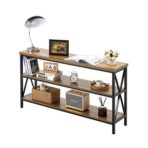 VEVOR schmaler Konsolentisch (140 cm, belastbar bis 108,9 + 72,6 + 72,6 kg), 3-stufig, Metallrahmen, für Eingangsbereich/Flur, BSXGZDCK5512VD5KRV0