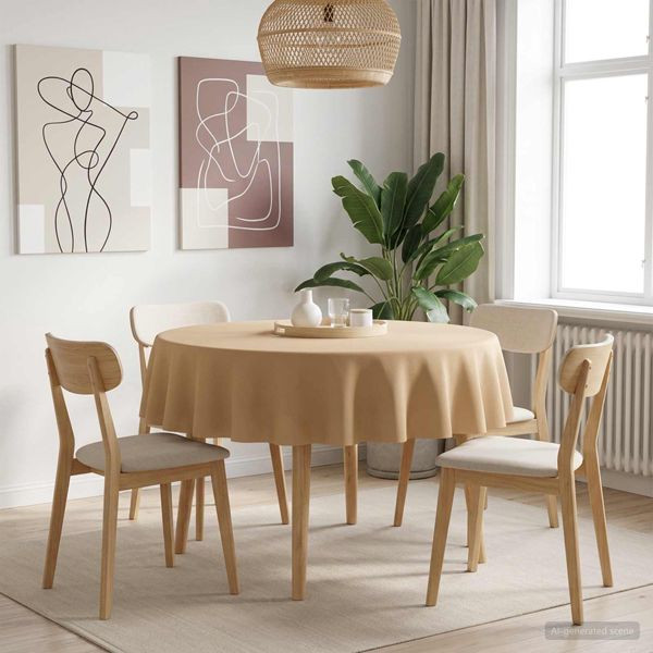 vidaXL Tischdecke 5 stk. Rund Beige Ø 180 cm Polyester, 42040264