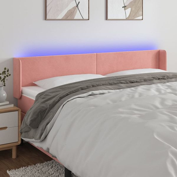 vidaXL LED Kopfteil Rosa 183x16x78/88 cm Samt, Füllung: Schaumstoff, 3123021