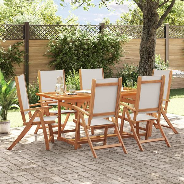 vidaXL 7-tlg. Garten-Essgruppe Massivholz Akazie und Textilene, 3279297