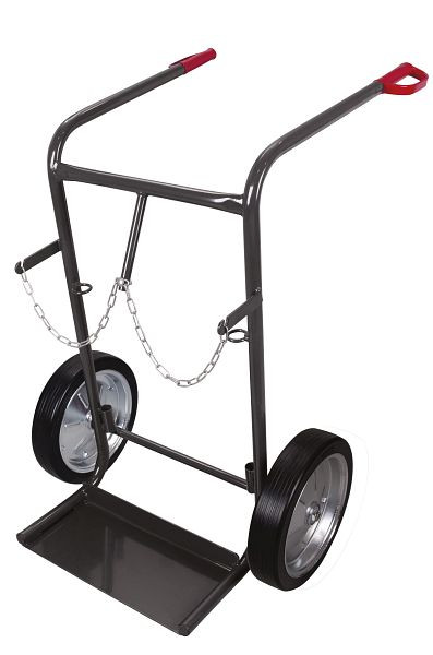 VARIOfit Stahlflaschenkarre für 2 Flaschen a 40 - 50 Ltr., RAL 7016 anthrazitgrau, Radsatz: Vollgummibereifung, fk-1300/AG