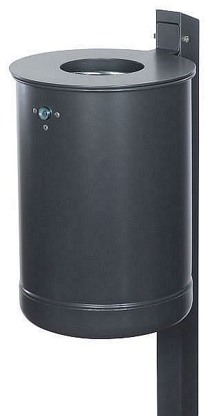 Renner Abfallbehälter mit Pfosten ca. 50 L, ungelocht, mit Deckelscheibe, feuerverzinkt, 7039-15FV