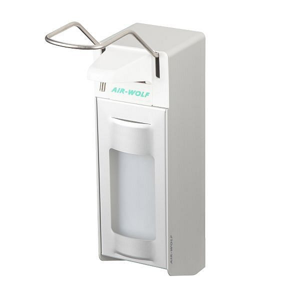Air Wolf Desinfektionsmittel- und Seifenspender, Serie Omikron II, H x B x T: 340 x 94 x 222 mm, Alu eloxiert, WH Kunststoff, 35-457