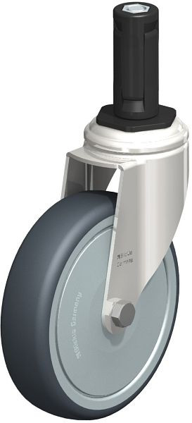 Blickle LKRXA-TPA 126KD-11-FK-EXR13 Edelstahl-Apparate-Lenkrolle mit Expander, Thermoplastisches Gummi-Elastomer, Grau, 853208