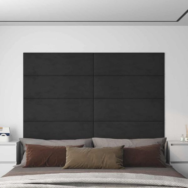 vidaXL Wandkopfteilen 12-teilig Schwarz 90 x 30 cm Samt, 42020547