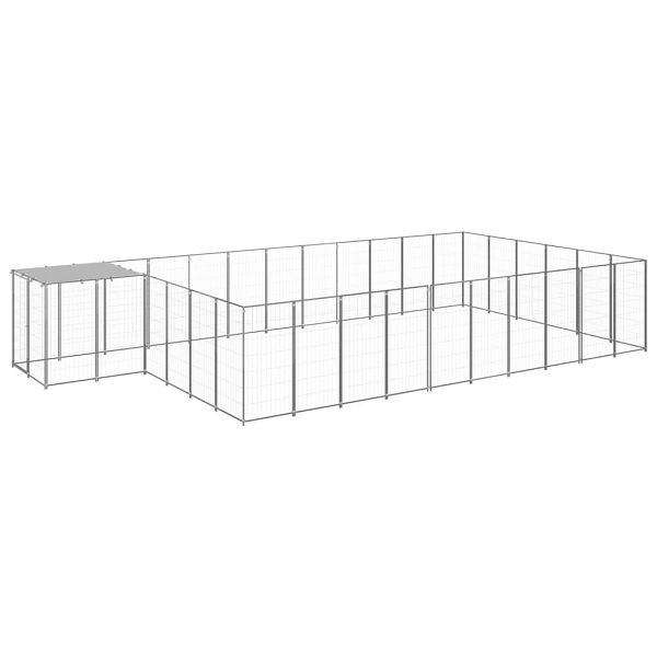 vidaXL Hundezwinger Silbern 19,36 m² Stahl, 3082222, 8720286664964