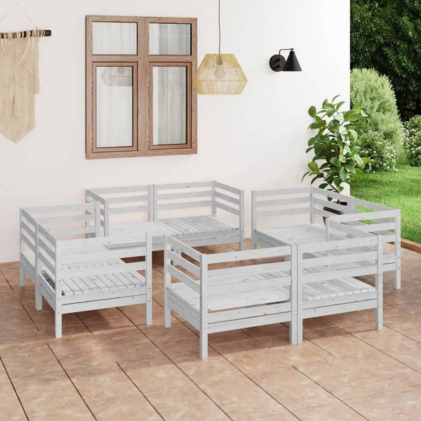 vidaXL 8-teilig Garten-Lounge-Set Weiß Kiefer Massivholz, 3082428