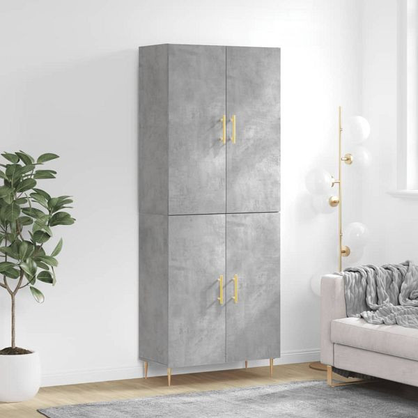 vidaXL Highboard Betongrau 69,5x34x180 cm Holzwerkstoff, 3195671
