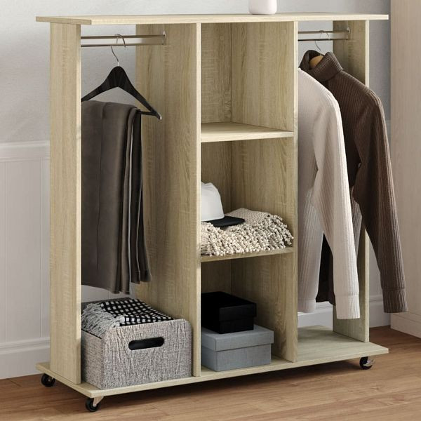 vidaXL Kleiderständer mit Rollen Sonoma-Eiche 102x38x110 cm, 848033
