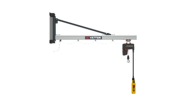 Vetter 80kg, 3,9m Wandschwenkkran UW + Standard-Lagerkonsole + Elektrokettenzug, UW0,8-3,9+SiXX1F-BL