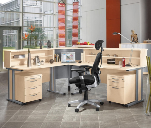 Deskin Theke MULTI M, Ahorndekor, Gestell Alusilber, 212811