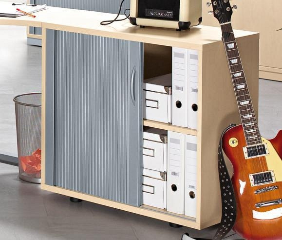 Deskin Anstell-Rollladenschrank MULTI M, Buchedekor, B 800 x H 740 x T 400 mm, 263983