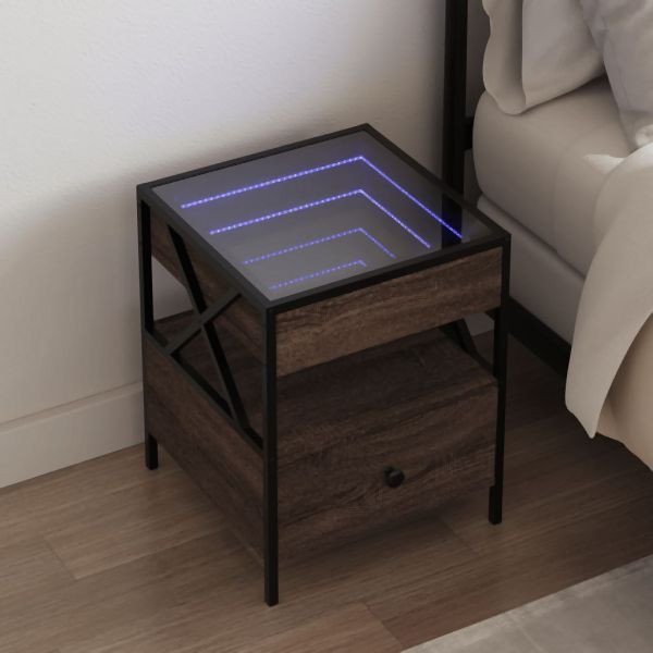 vidaXL Nachttisch mit Infinity-LED Braun Eichen-Optik 40x40x51 cm, 3284105