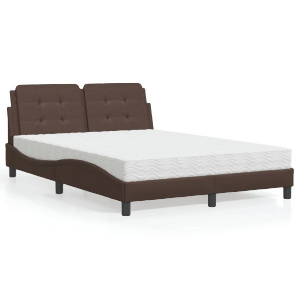 vidaXL Bett mit Matratze Braun 120x200 cm Kunstleder, 3208854