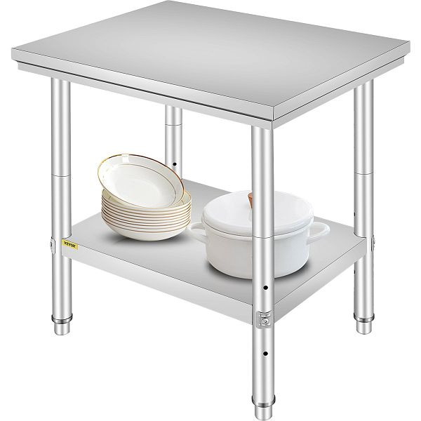 VEVOR Arbeitstisch Küche 60 x 76 x 80cm Edelstahltisch Gastro Zubereitungstisch, 60X76X80CFGZTTZT1V0