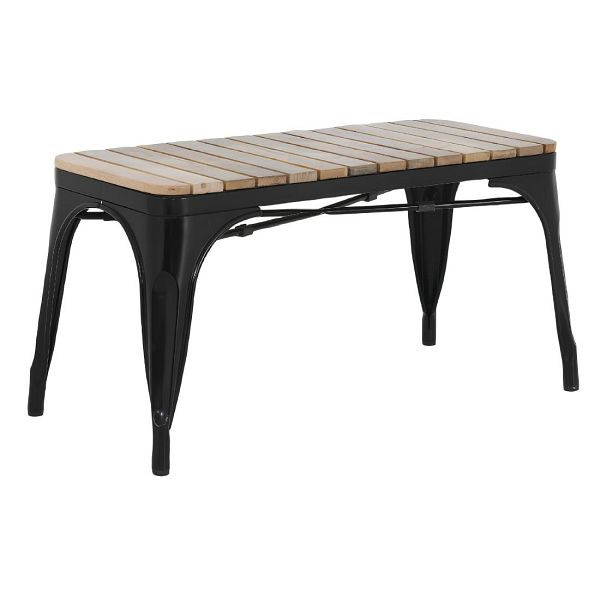 Bolero Bistro Innenbank Mit Latten Aus Mango-Holz Und Schwarzem Rahmen 850mm (2 Stück), HZ816
