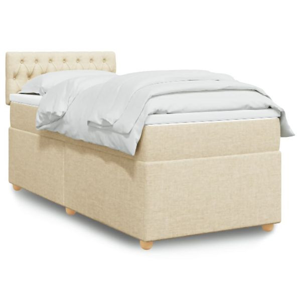 vidaXL Boxspringbett mit Matratze Creme 80x200 cm Stoff, 3288819