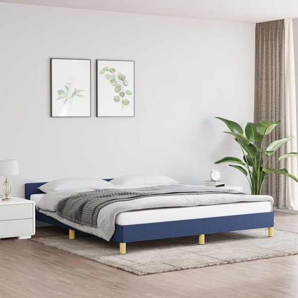 vidaXL Bettgestell mit Kopfteil Blau 160x200 cm Stoff, 347429