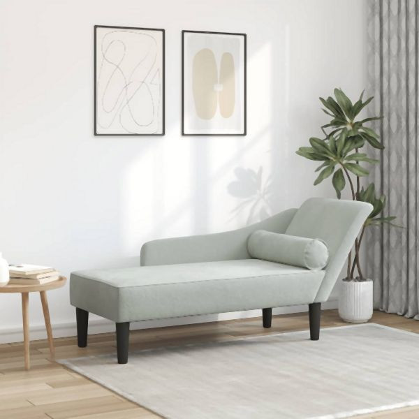 vidaXL Chaiselongue mit Kissen Hellgrau Samt, Komfort, 4007588