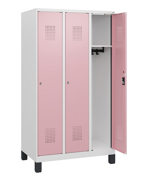 C+P Spind Evolo PLUS, Füße, 3 Abteile, 1630x900x500mm, 9016/3015, Zylinderschloss, 0490105-30 S10045