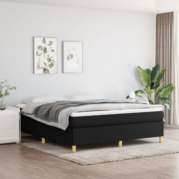 vidaXL Boxspringbett mit Matratze Schwarz 180x200 cm Stoff, 3144540
