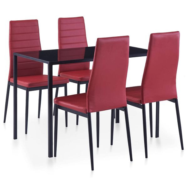vidaXL 5-teilig Essgruppe Weinrot, 281699