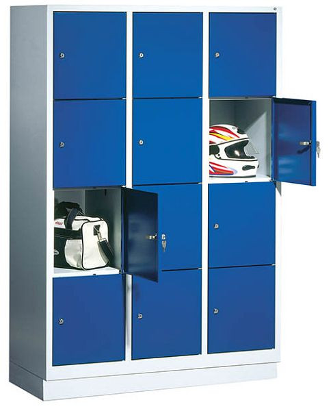 Bedrunka+Hirth Fächerschrank mit 100 mm hohem Sockel, Abteilbreite in mm: 300, Abteile: 4 x 4, Maße in mm (BxTxH): 1190 x 500 x 1800, 06.05.4431