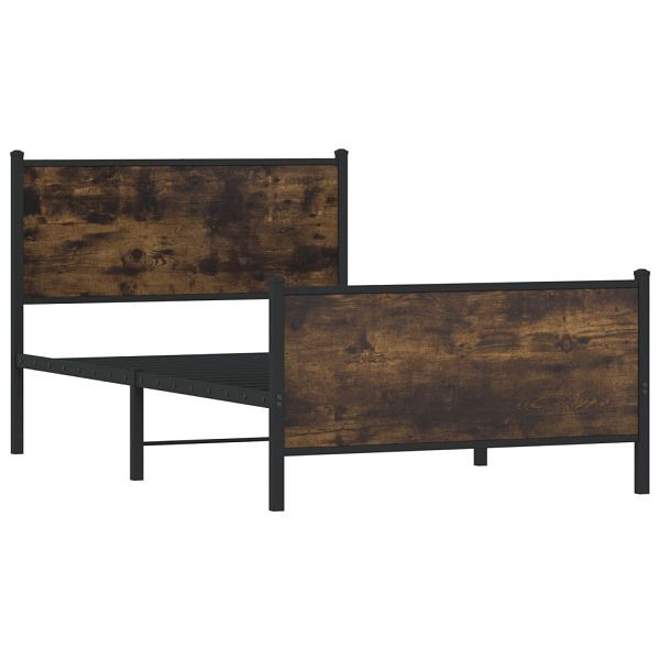 vidaXL Bettgestell mit Kopf- und Fußteil Metall Räuchereiche 100x190cm, 4007679
