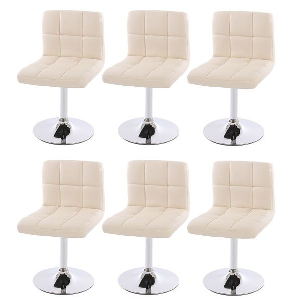 Mendler 6er-Set Esszimmerstuhl Drehstuhl Stuhl Kavala Kunstleder Chrom, creme, 3x26626