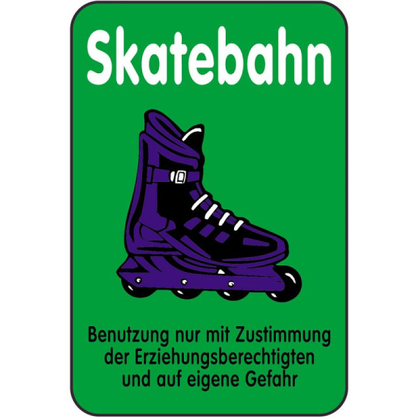 Stein HGS Spielplatzschild, Skatebahn - Benutzung nur mit Zustimmung der Erziehungsb, 400 x 600 mm, 14844