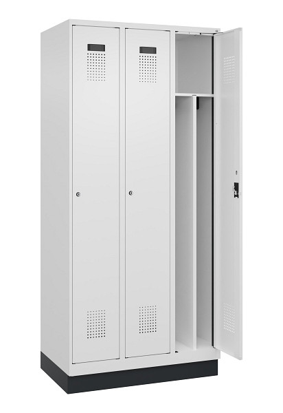 C+P Spind Evolo PLUS, mit Sockel, 3 Abteile, 1950x900x500mm, 9016/9016, Verschluss Zylinderschloss, 049020-30F S10047