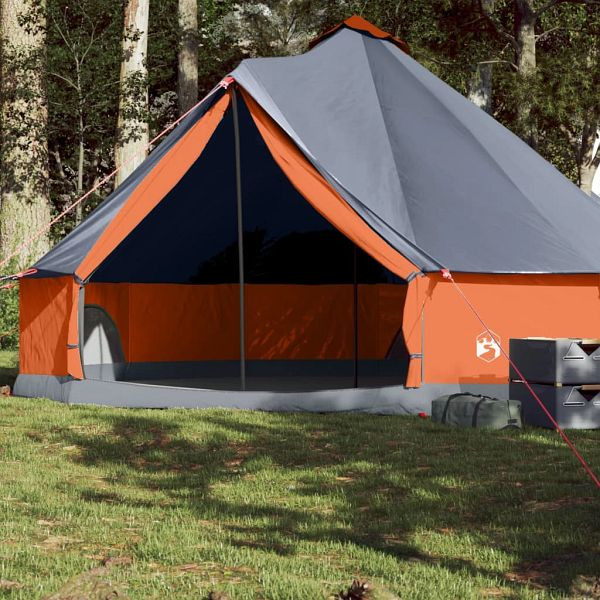vidaXL Tipi-Familienzelt 8 Personen Grau und Orange Wasserdicht, 94590