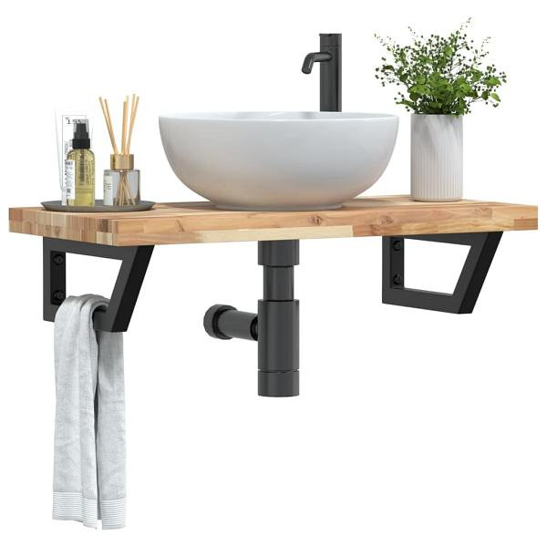 vidaXL Waschbeckenregal Wandmontage Stahl und Akazienholz, 3302691