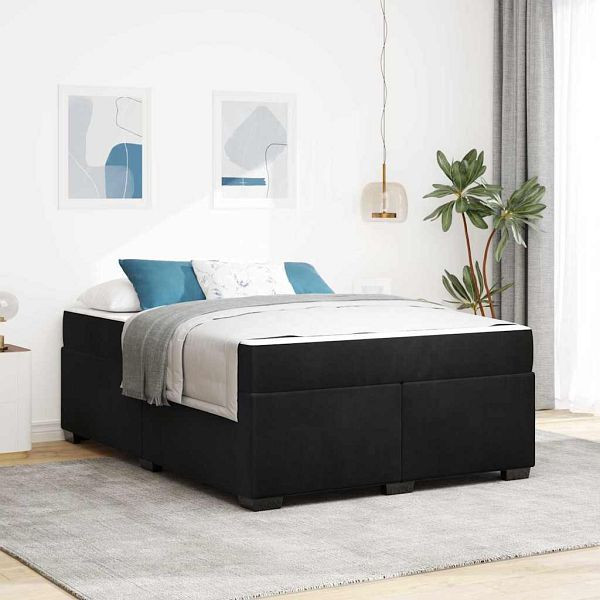 vidaXL Bettgestell mit Matratze mit Matratze Schwarz 140 x 200 cm Samt, 3399292