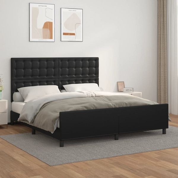 vidaXL Bettgestell mit Kopfteil Schwarz 180x200 cm Kunstleder, 3125585