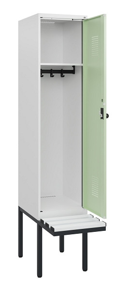 C+P Spind Evolo PLUS, 1 Abteil, 1950x400x815mm, 9016/6019, Drehriegel, Sitzfläche Kunststoff, 0490405-12 S10073