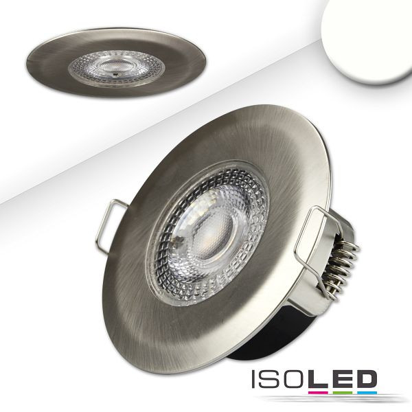 ISOLED LED Einbaustrahler PC68 IP44, brushed, 5W, 38°, neutralweiß, 3 Stufen dimmbar, 115200