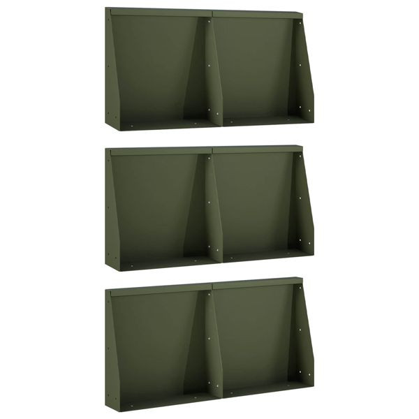vidaXL Stützmauer 6-teilig 40 x 12 x 40 cm Stahl Olivgrün, 3449145