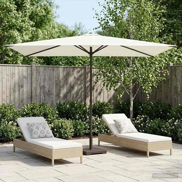vidaXL Garten-Sonnenschirm 200 x 300 cm Polyester Rechtwinklig Creme, 42036168