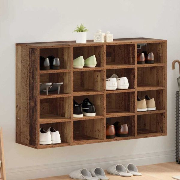 vidaXL Schuhschrank mit Regal Altholz 103 x 30 x 67 cm Holzwerkstoff, 875218