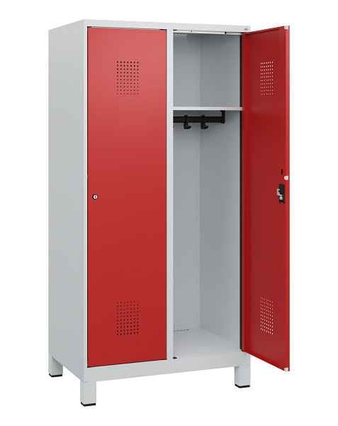 C+P Spind Evolo PLUS, Füße, 2 Abteile, 1630x800x500mm, 7035/3000, Zylinderschloss, 0490105-22 S10024