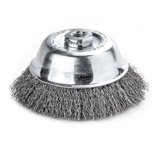 Lessmann Topfbürste Ø 80 mm, Stahldraht gewellt, 0,35 mm, Gewinde M 14, VE: 10 Stück, 424177