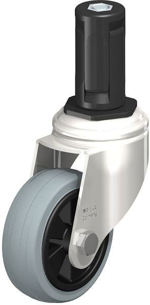 Blickle LKRXA-VPA 80G-11-EXR14 Edelstahl-Apparate-Lenkrolle mit Expander, Vollgummi, Grau, 853249