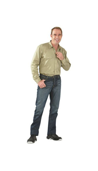 Planam Hemden Köperhemd 1/1 Arm, khaki, Größe 39/40, 0409039