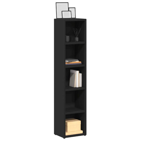 vidaXL CD-Regale 2 Stück Schwarz 21x16x93,5 cm Holzwerkstoff, 802697